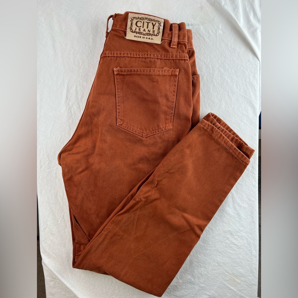 Vintage City Jeans Rust Orange High Waist Jeans Terracotta Retro US 12